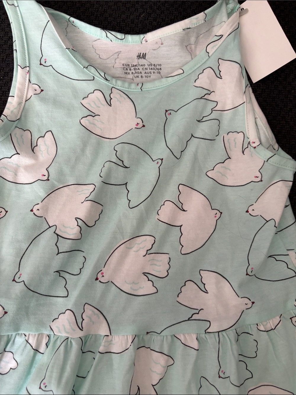 H&M Mint dress with White Dove Print NWT